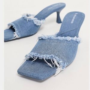 Stradivarius denim heeled mules